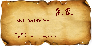 Hohl Balázs névjegykártya